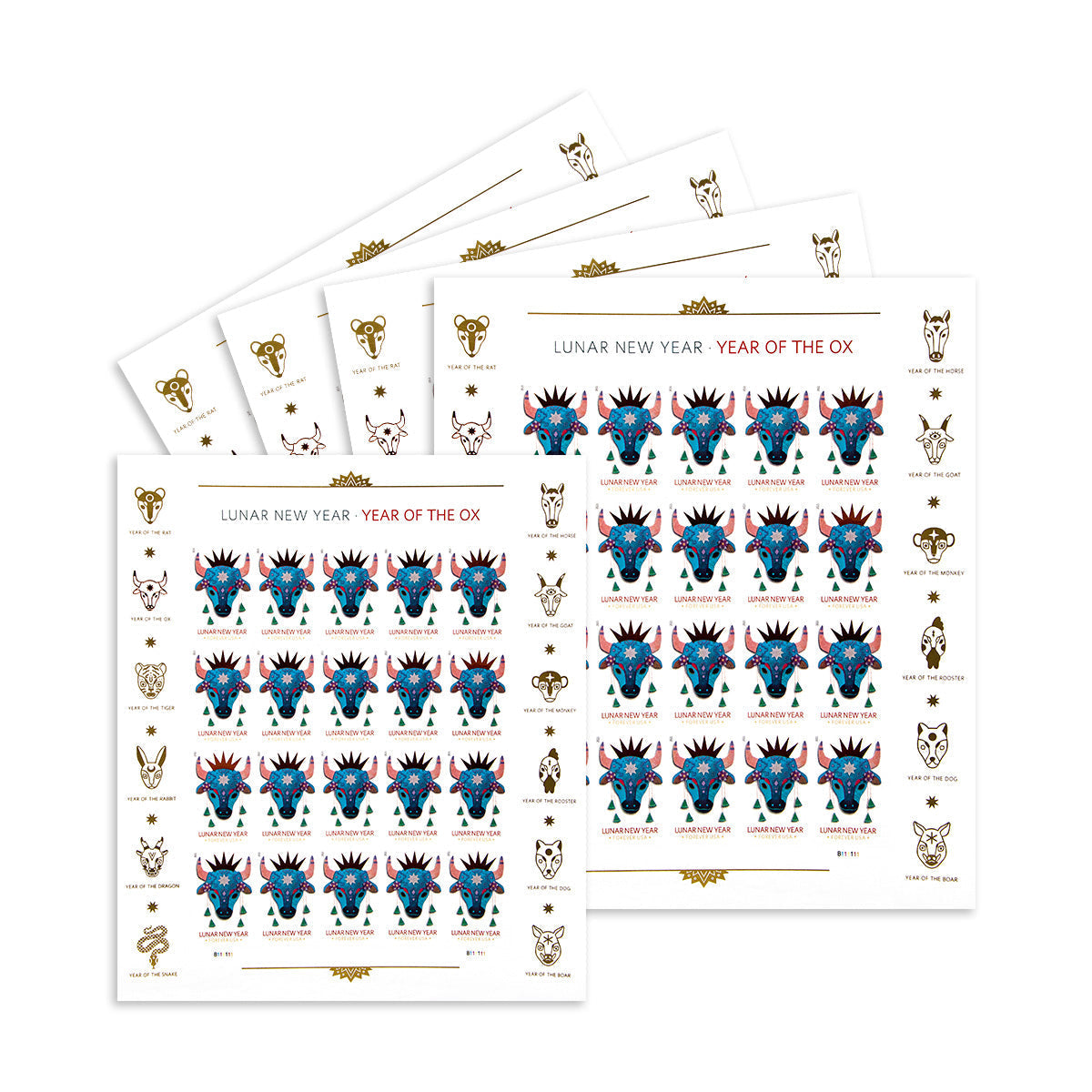 2021 Year of the Ox Stamp Celebrates Lunar New Year Forever First Class Postage Stamps - Image 3
