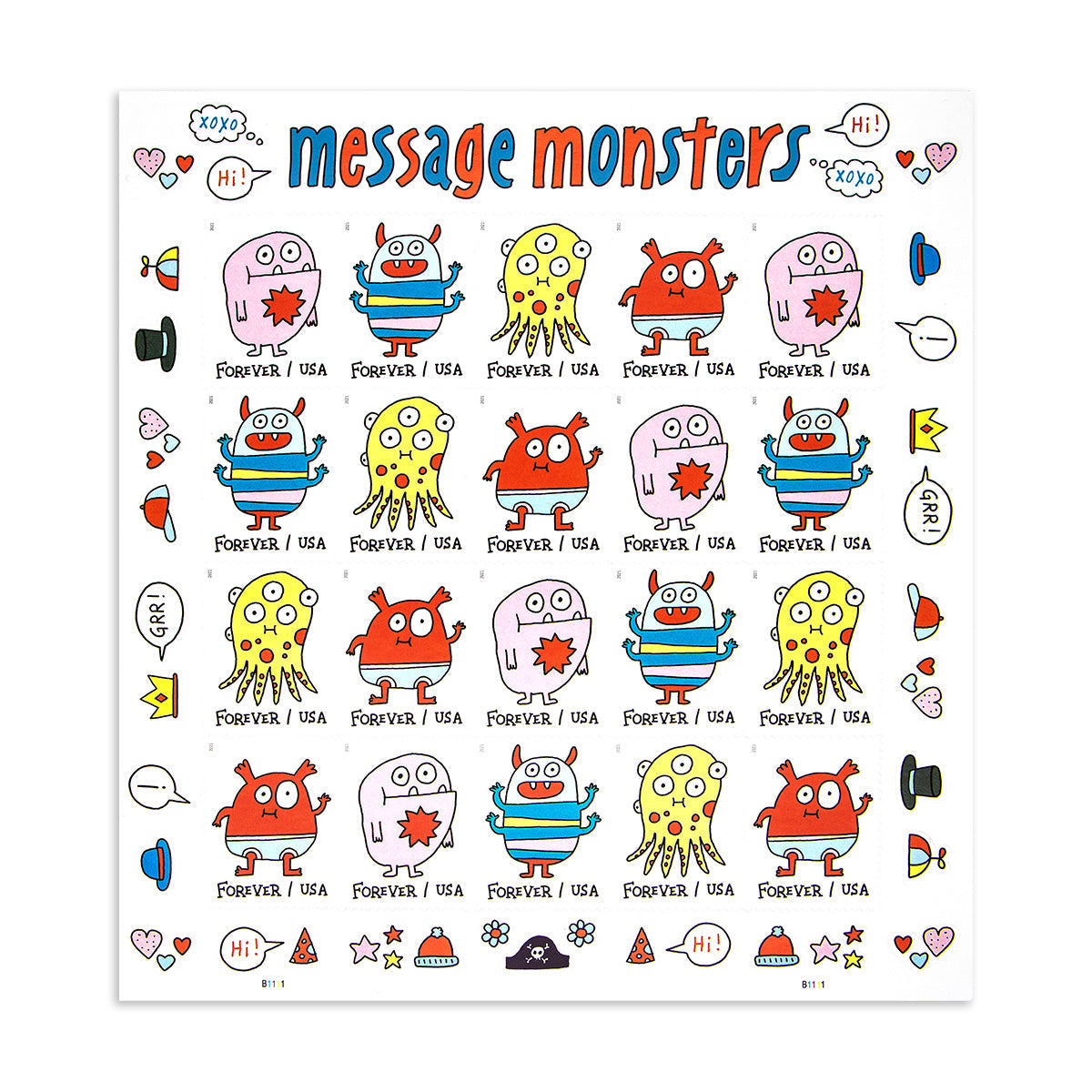 2021 Message Monsters Forever First Class Postage Stamps - Image 4