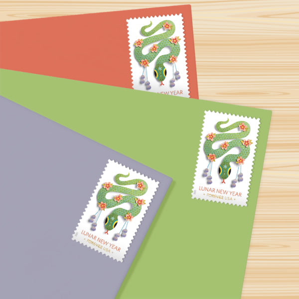 2025 Lunar New Year ? Year of the Snake Forever First Class Postage Stamps - Image 3