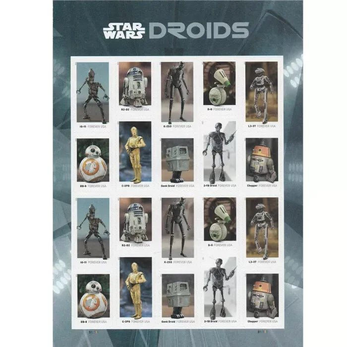 2021 Star Wars Droids Forever First Class Postage Stamps - Image 2
