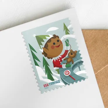 2022 Holiday Elves Forever First Class Postage Stamps - Image 2