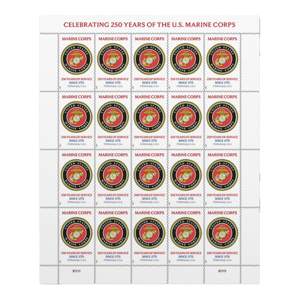 2025 U.S. Marine Corps of 20 250th Forever First Class Postage Stamps